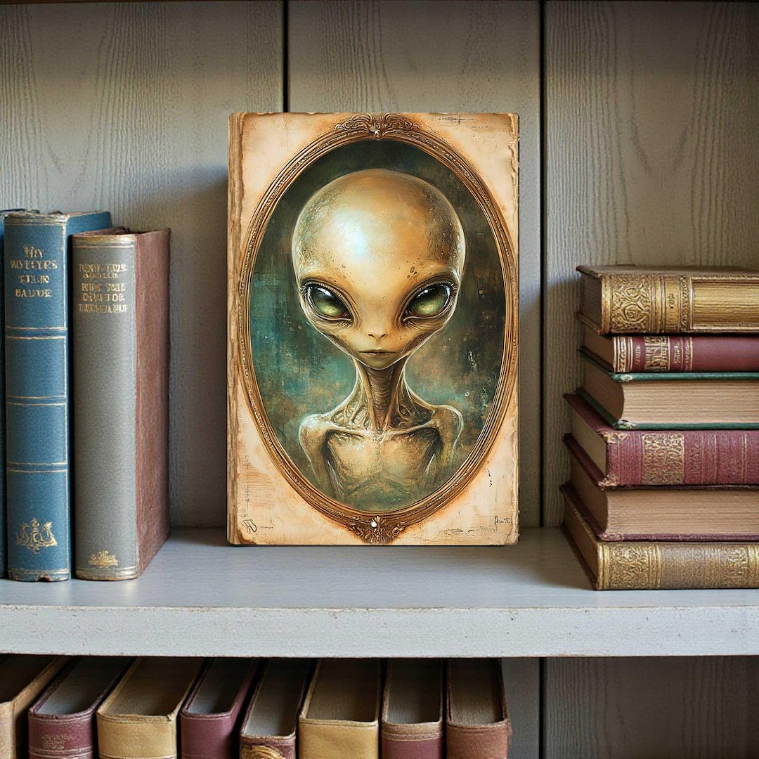 Alien Portrait Metal Wall Sign, 8x12 Vintage Frame Look UFO Sci-fi ...