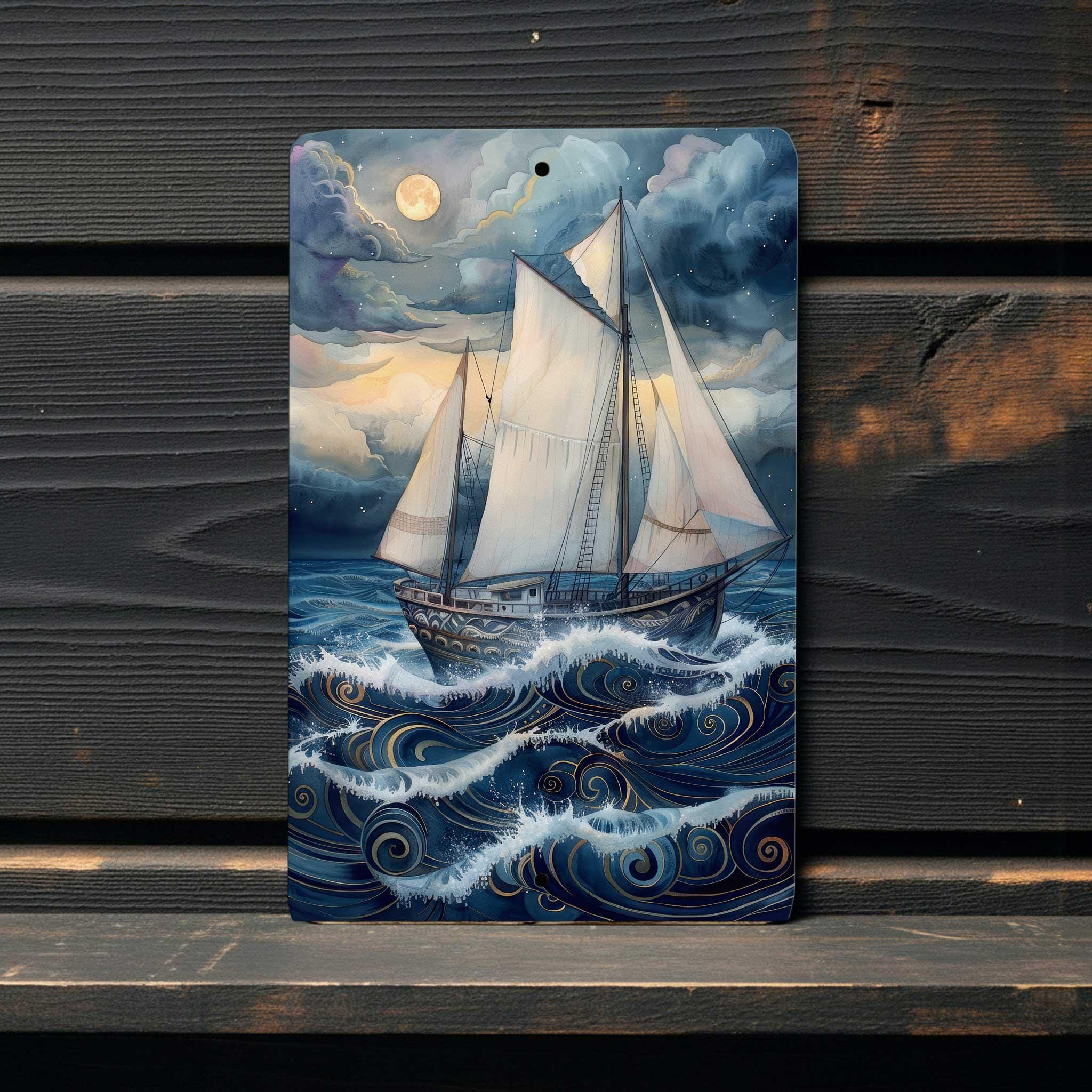 Sailing Ship Metal Sign- Ocean Waves Fantasy Coastal Decor 8x12 Inch - Etsy