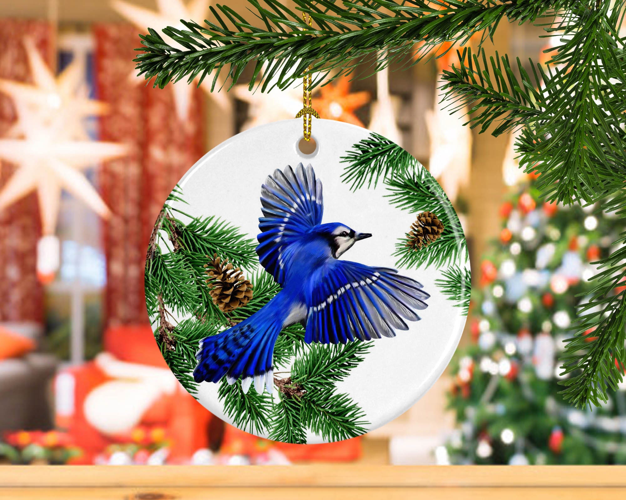 Blue Jay Custom Christmas Tree Ornaments Custom Porcelain Etsy
