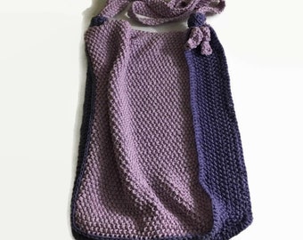 Handmade Two Tone Lilac Violet Purple Knitted X-Large Shoulder Crossbody Bag