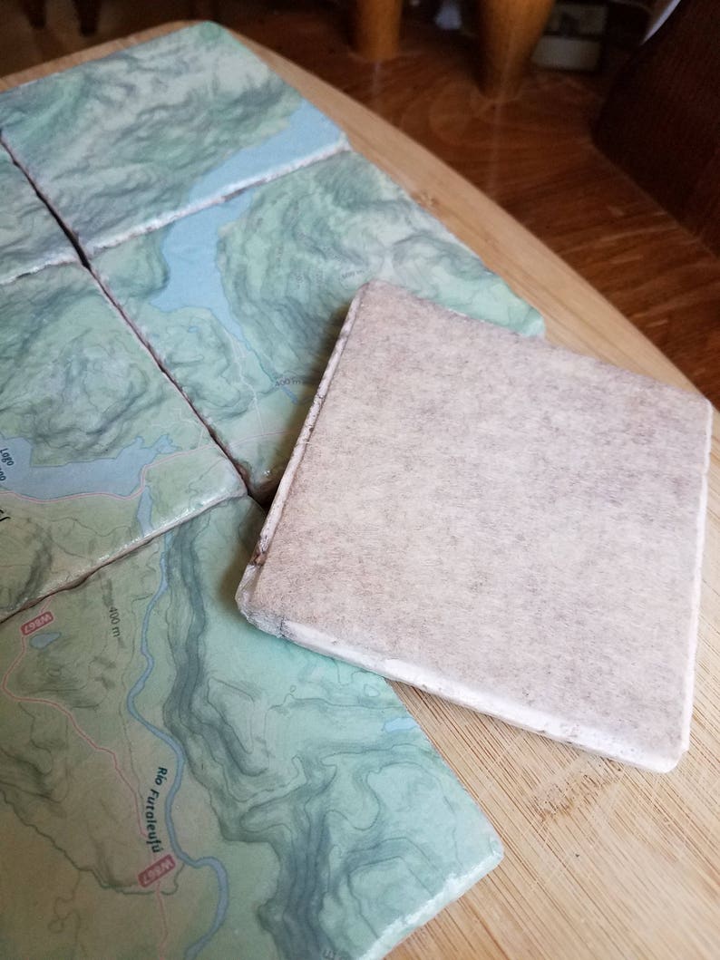Map Art Map Gifts Custom Map Coasters Topographic Map Coasters Custom Coasters Personalized coasters Wedding Gift Stone coasters Bild 8
