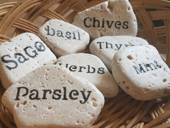 Stone Garden Markers Garden Signs Herb Markers Plant Marker Etsy