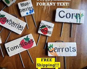Custom Garden Markers outdoor signs Garden Stakes Plant Markers Garden Signs Herb Garden Signs Personalized Signs Garden Stake Stone Signs