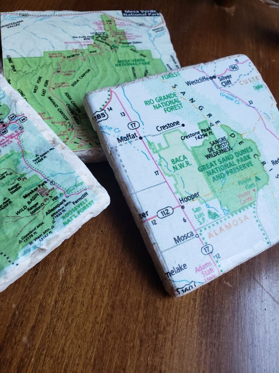 Mix and Match National Park Map Coasters Map Gifts National