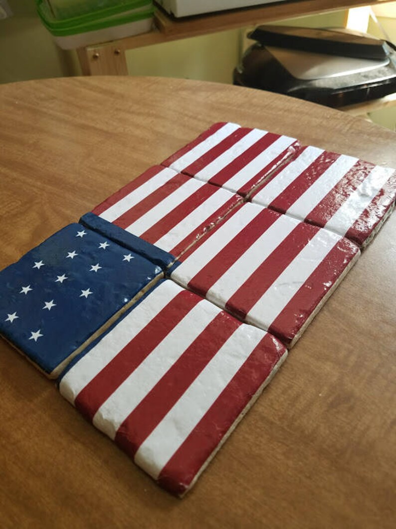 American Flag Coaster Set American History Gift Memorial Day Etsy