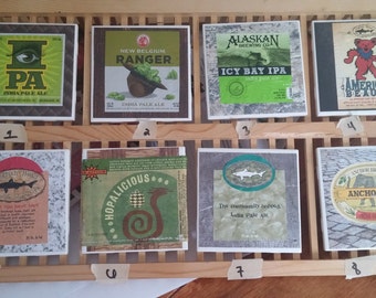 Beer Label Coasters IPA Beer Label Coasters Craft Beer Coasters Fathers Day Gift For Him Custom Coasters Stone Coasters Mancave decor Barwar