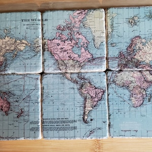 Custom Map Coaster Set World Map Coasters Personalized Coasters Custom Wedding Gift Custom Coasters Custom Map coasters Stone Coasters