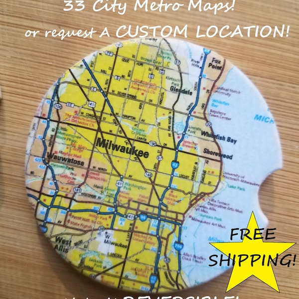 Cup Holder Coasters Custom Car Coasters Boat Accessories ATV Accessories Custom Map Coasters Custom Coasters Car Accessories Custom Map Gift