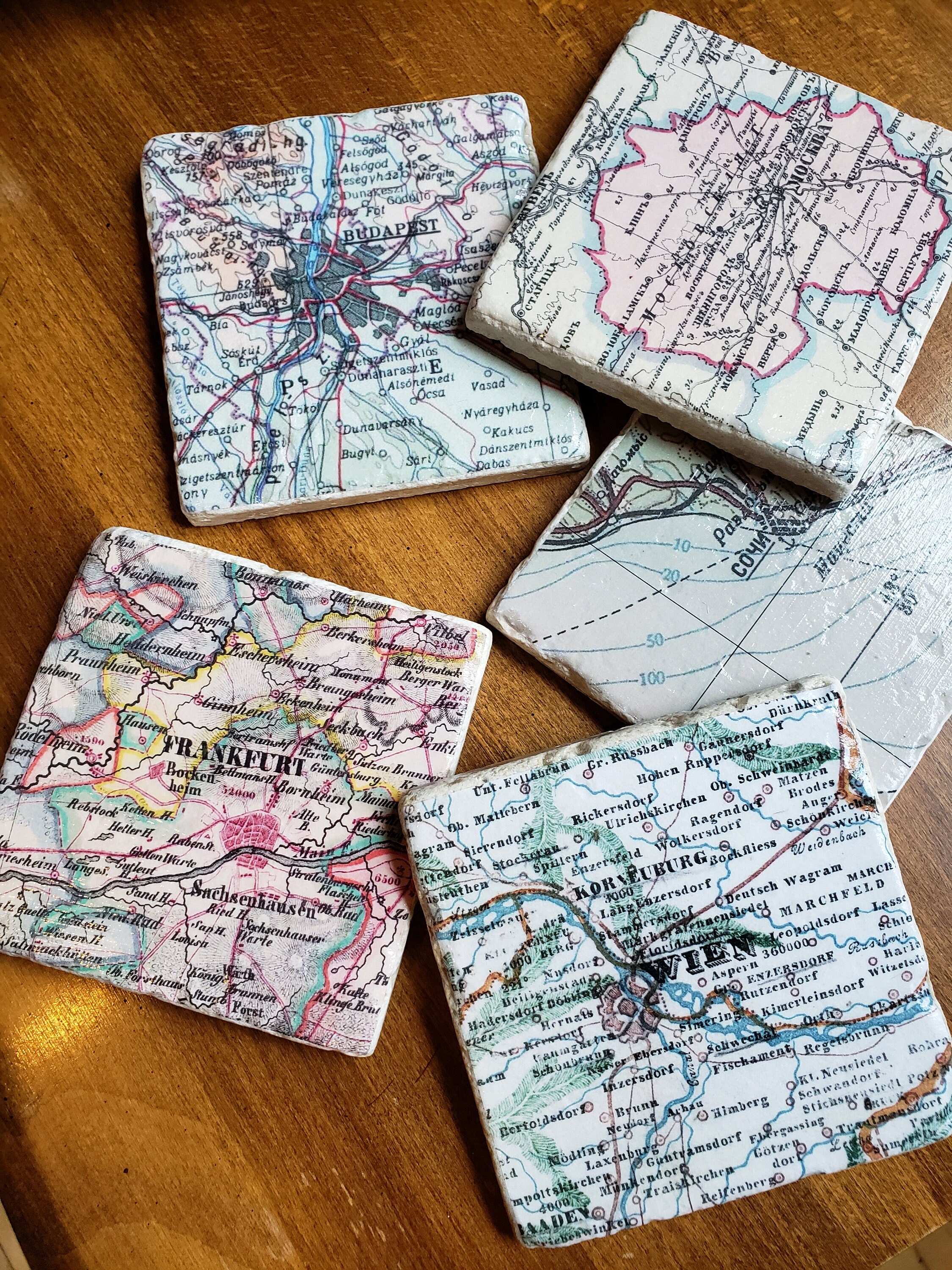 Custom Vintage Map Coasters Personalized coasters Custom  Etsy
