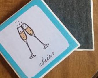 Favores personalizados Favores personalizados Posavasos de boda personalizados Favores de boda personalizados Posavasos Cheers Posavasos montaña rusa de piedra montaña rusa de cerámica