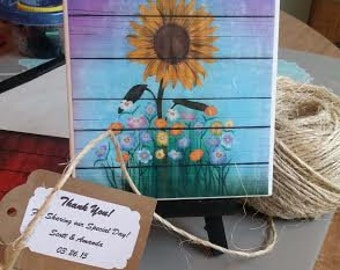 Posavasos personalizados Regalos de girasol Bodas de girasol favorece la decoración de girasol Bodas favor Posavasos Decoración vintage Posavasos de granja