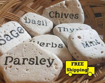 Stone Garden Markers Garden Signs Herb Markers Plant Marker Custom Garden Stones Garden Stones Custom outdoor signs Natural Garden Markers