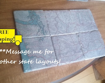 Custom Map Coaster Set State Map Coasters Personalized Coasters Custom Wedding Gift Custom Coasters Custom Map coasters Stone Coasters