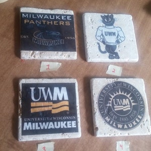 University of Wisconsin Milwaukee UWM Panthers Handmade Stone Coasters
