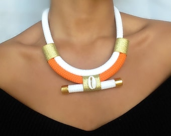 Orange Maldiva Necklace, necklaces for women, gift women, gift for her,  ethnic necklace, rope necklace, Mother’s Day gift