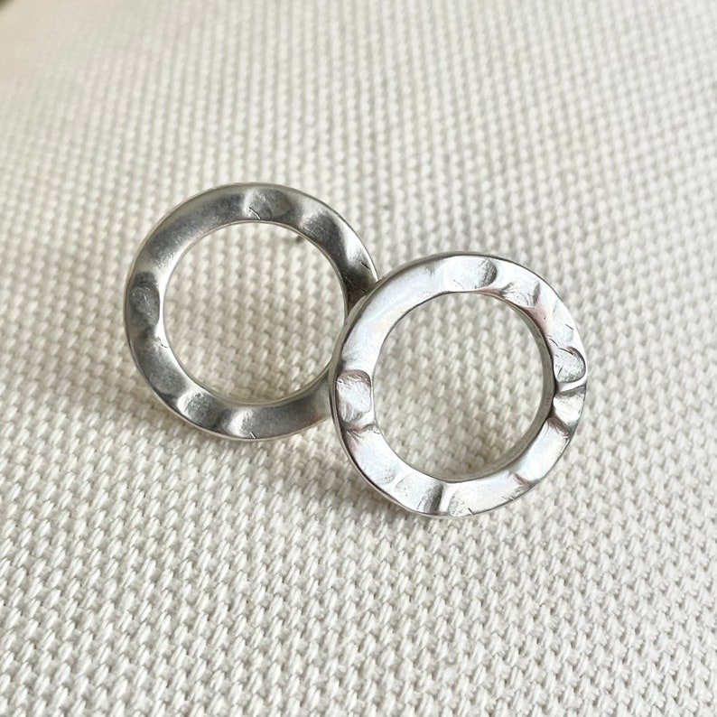 Silver circle earrings, earrings, women's jewelry image 4