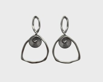 Silver Plated Drop Earrings, Soho Sterling Chic Handmade Statement Earrings, Gift for Her, Minimal Elegant Modern Jewelry