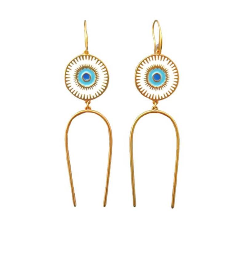 Deity earrings, gold earrings, modern jewelry for women, dangling earrings, long earrings, earrings dangle image 4