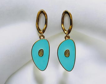 Isla Marina Earrings, Gold Sea Inspired Drop Earrings, Handmade Elegant Jewelry, Coastal Statement Earrings, Gift for Her