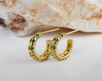 Little Rainbow hoop, hoop earrings, hoop earrings gold, zircon earrings, zircon gemstone, zircon stone