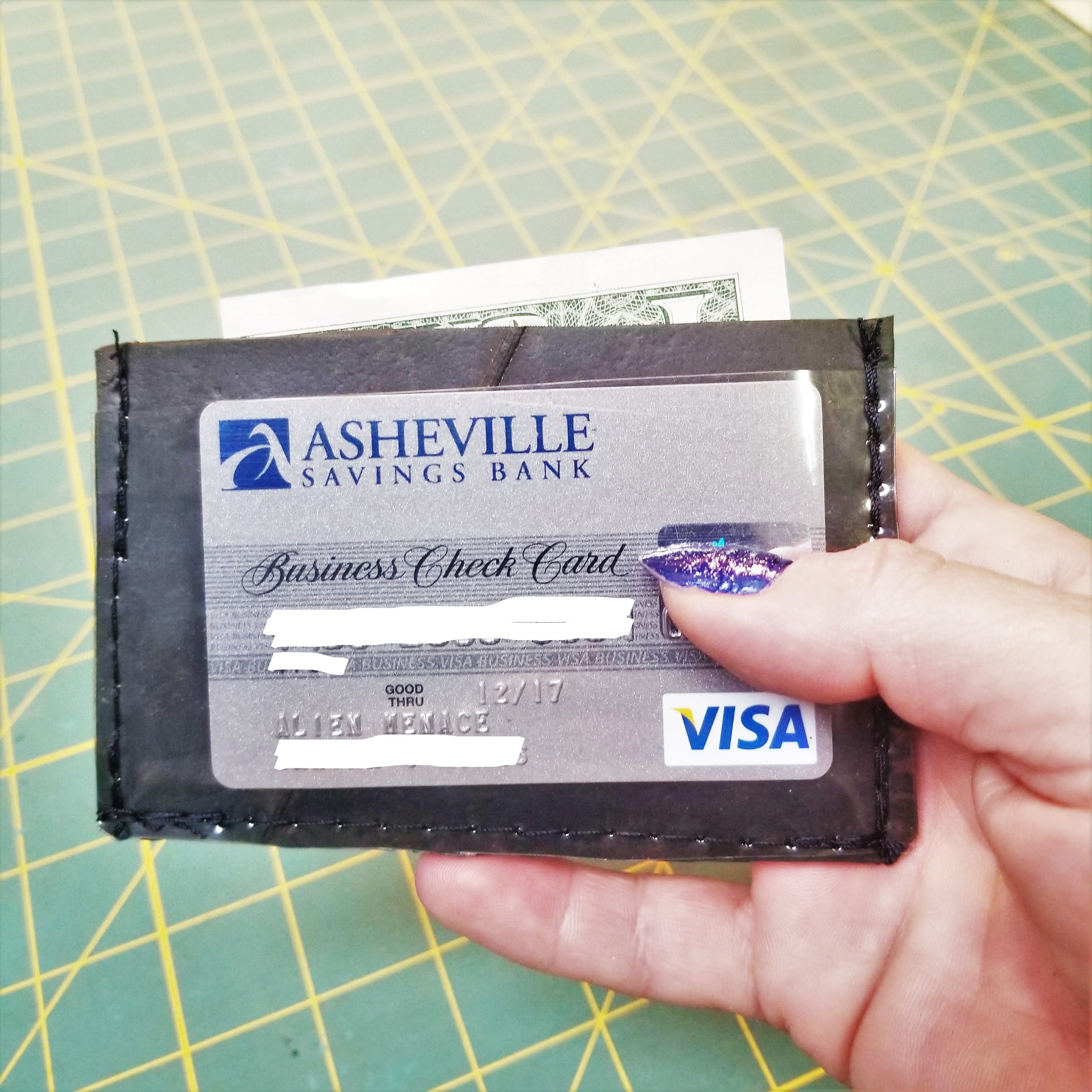 Upcycled Inner Tube Mini Credit Card Wallet