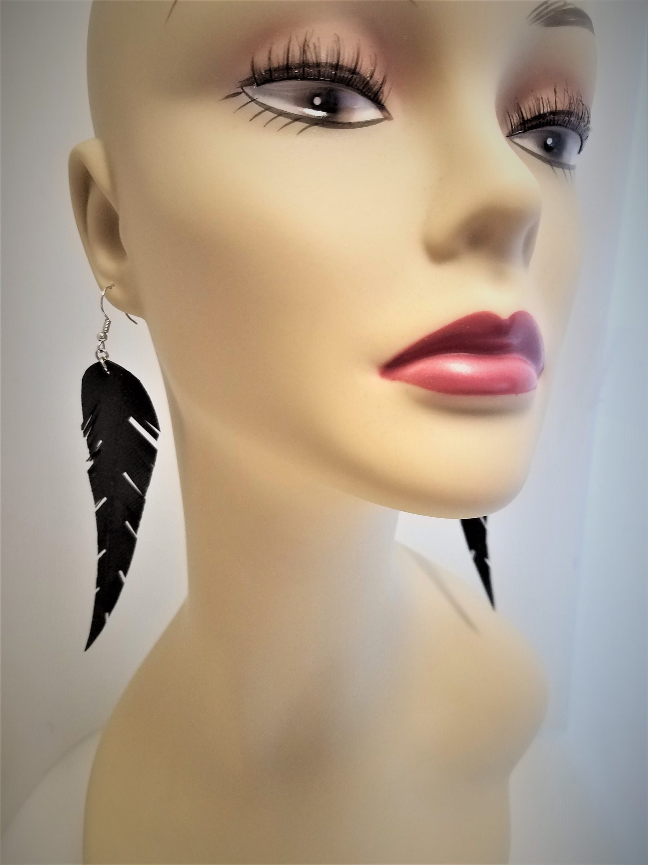 Upcycled Inner Tube Feather Earrings