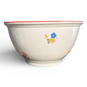 Vintage Kitchen Kraft Homer Laughlin OvenServe Bowl, 10.25" Floral USA Pottery