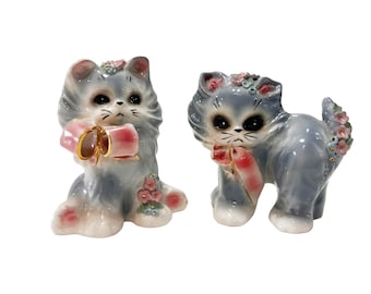 Vintage Fluff & Puff Josef Originals  California Ceramic Cat Figurines, MJ George AS IS