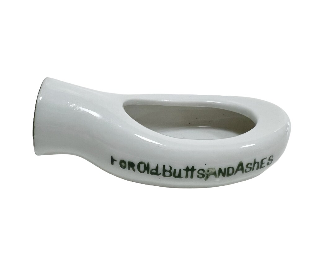 Vintage Mini Ceramic Bedpan Old Butts and Ashes Novelty Ashtray, Made
