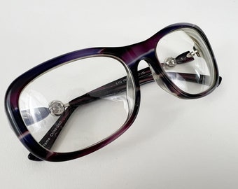 90s Eyeglass Frames, Purple Plastic Eyeglasses w/Silver Tone Beads, China