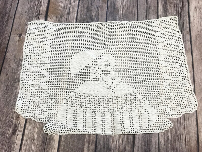 2 Vintage Armrest Doilies Crocheted Armchair Doilies Girl Etsy