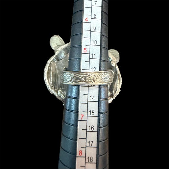Chunky Silver Tone Cat Face Statement Ring Adjust… - image 5