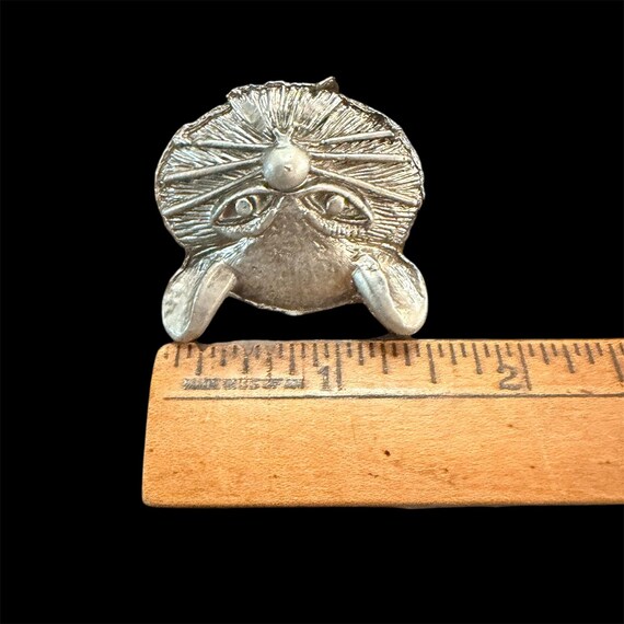 Chunky Silver Tone Cat Face Statement Ring Adjust… - image 6