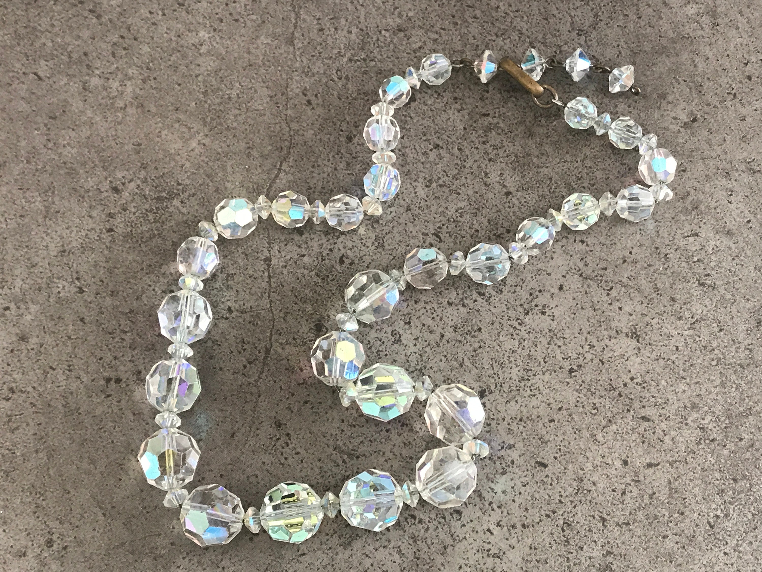 Vintage Crystal Bead Choker Iridescent Aurora Borealis Beaded | Etsy