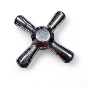 Vintage 3" Chrome Metal Hot Water Faucet Handle Knob