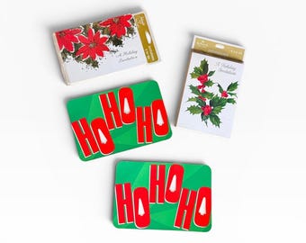 Vintage Hallmark Ambassador Christmas Invitations, 2 Ho Ho Ho Cards, Holiday Lot