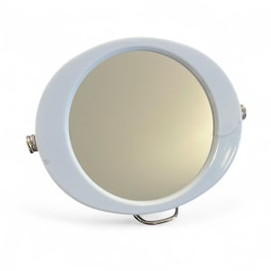 Vintage White Plastic Folding Vanity Mirror with Stand, Two Sided, Magnifying