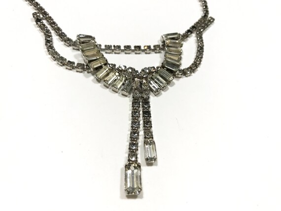 Vintage Rhinestone Necklace, Festoon Style Rhinest