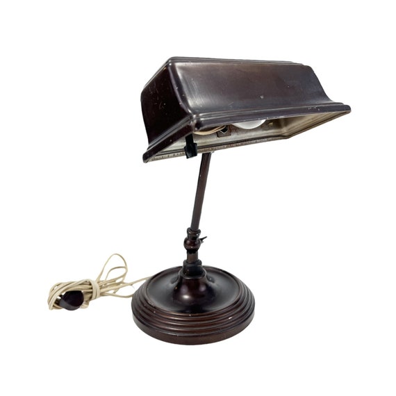 Vintage Emeralite Adjustable Banker s Desk Lamp Metal Shade
