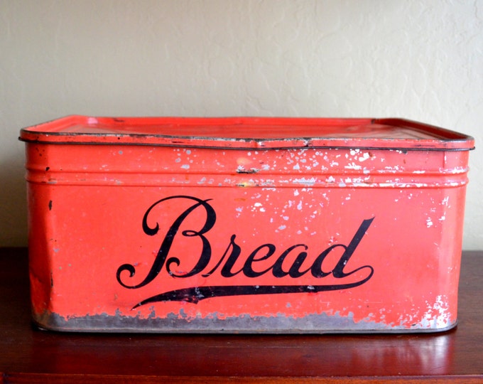 Vintage Metal Bread Box Tin Bread Storage Container With Etsy