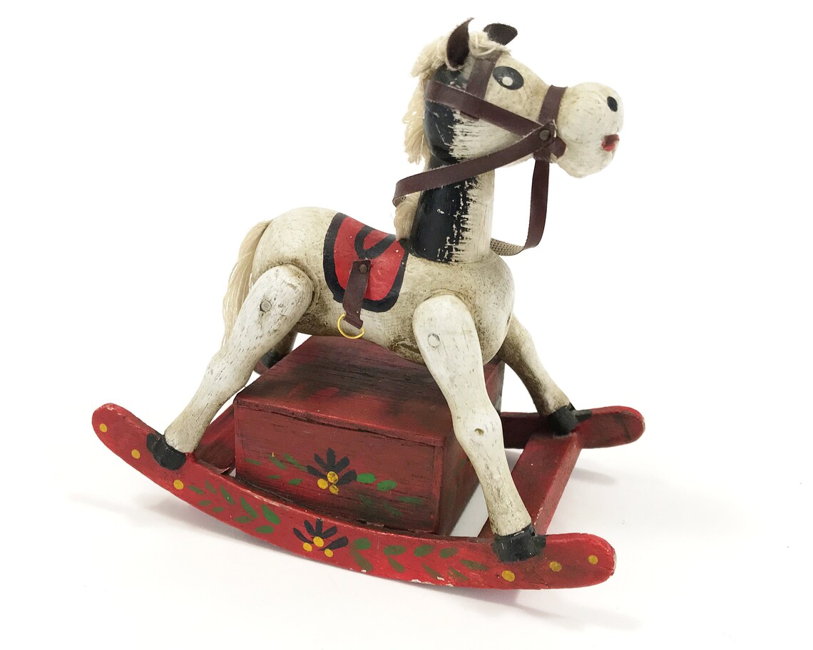 Vintage Musical Rocking Horse Figurine Enesco Plays Yankee Etsy
