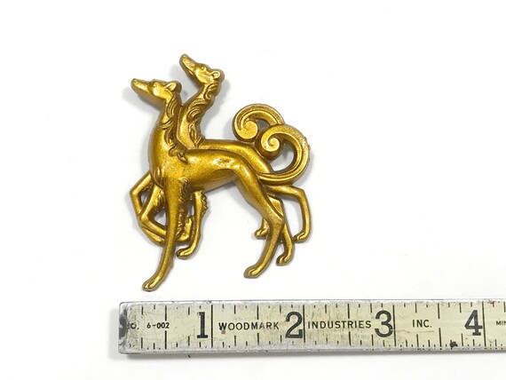 Vintage Art Deco Dog Pin, Golden Plastic or Cellu… - image 9