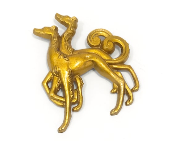 Vintage Art Deco Dog Pin, Golden Plastic or Cellu… - image 8