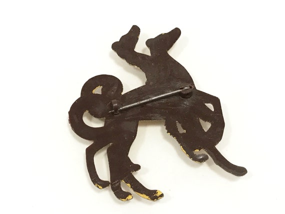 Vintage Art Deco Dog Pin, Golden Plastic or Cellu… - image 4