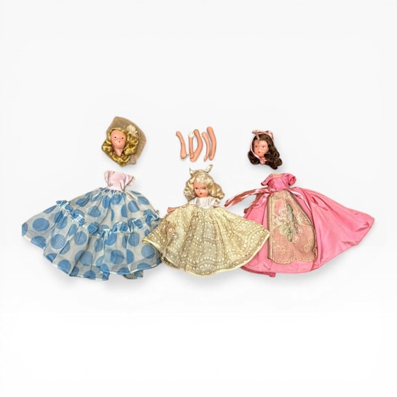 3 Nancy Ann Storybook Dolls, #87 Bridesmaid, #194 August, #198 December, AS IS