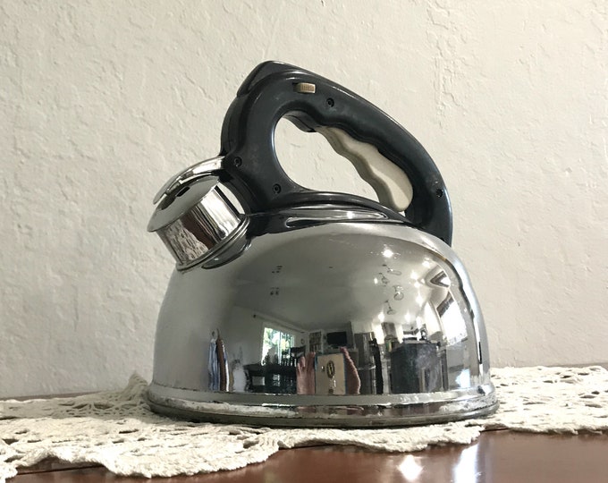 Vintage Luco Kupfer Tea Kettle, Made in Germany, 2 QT Chrome Tea Kettle