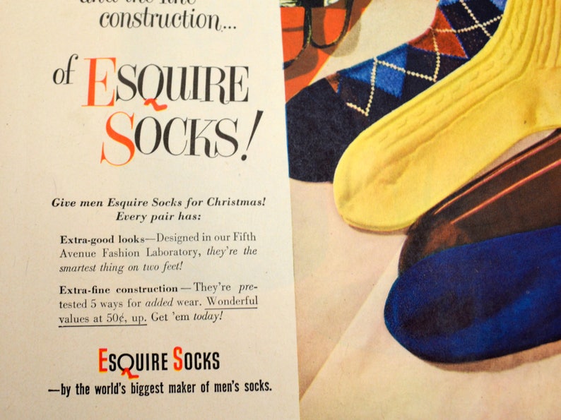 Vintage Esquire Socks Ad Give Men Esquire Socks for Etsy
