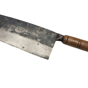 Vintage Ho Ching Kee Lee 12” Meat Cleaver Wood Handle Knife
