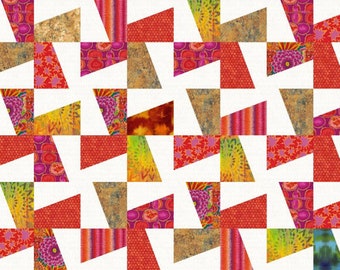 Easy quilt pattern, scrap quilt, pattern download, improvisational quilt, colorful quilt, modern quilt design, 36x48", 48x60", 60x72"