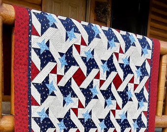 Hero's Star quilt pattern, quilt of valor, freedom quilt, patriotic quilt, 4th of July, red white and blue, one block quilt, honor flight